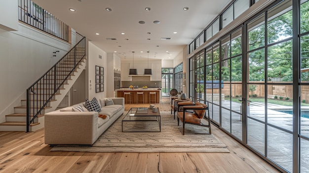 Modern Living Room with Glass Doors