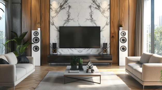 Modern Living Room with Home Theater System