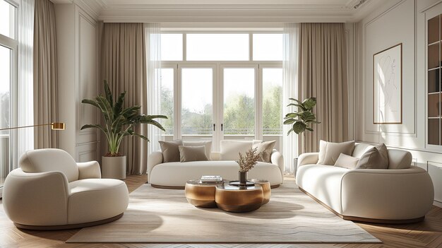 Modern Living Room with Natural Light and Plush Seating