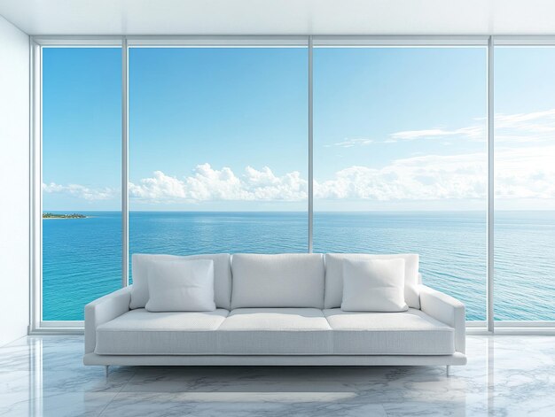 Photo modern living room with ocean view