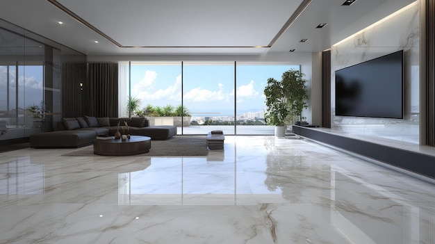 Modern Living Room with Panoramic View