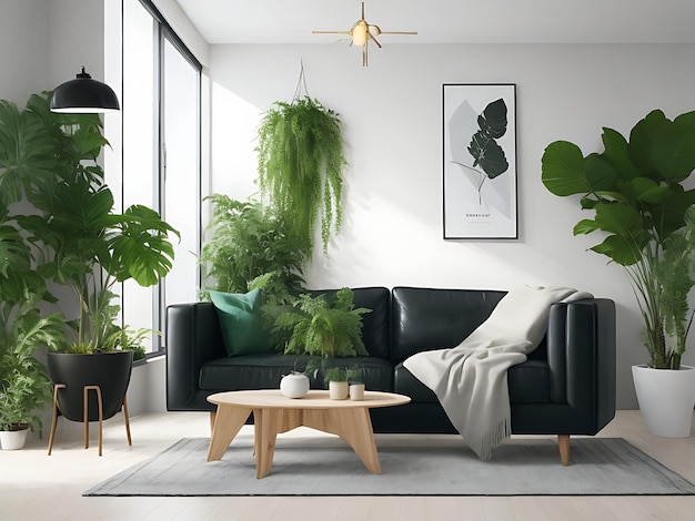 modern living room with plant