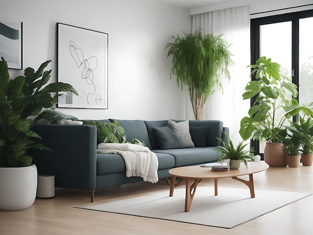 modern living room with plant