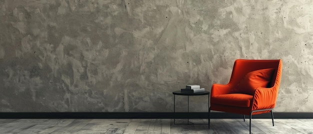 Photo a modern living room with a red chair and a table with a book on it