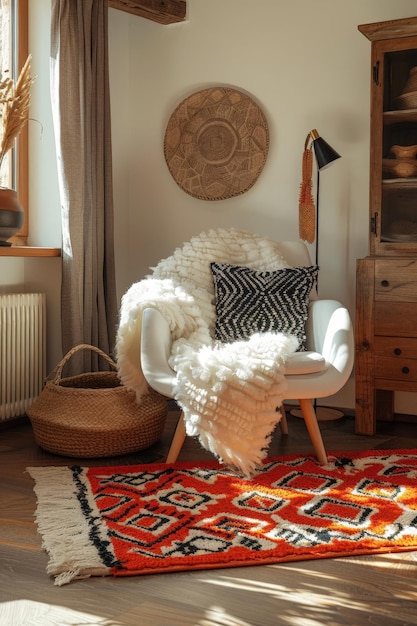 Photo modern living room with rug and chair