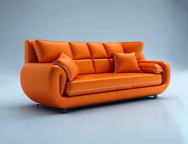 modern living room with sofa couch orange color