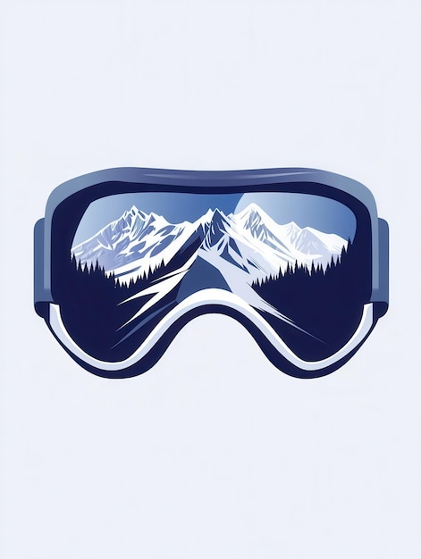 Photo a modern logo depicting ski goggles showcasing the reflection of beautiful snowcovered mountains ideal for winter activities generative ai