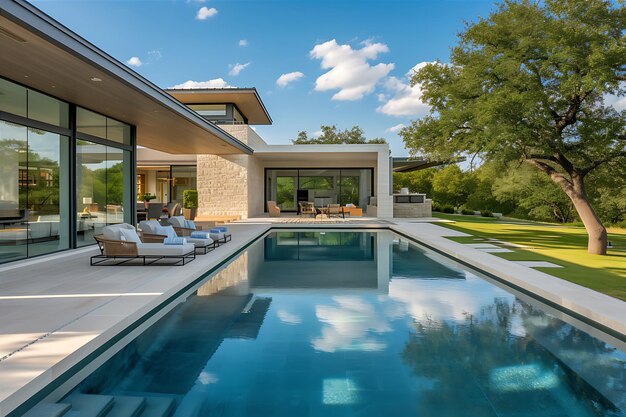 Modern Luxurious Pool House Exterior Texas