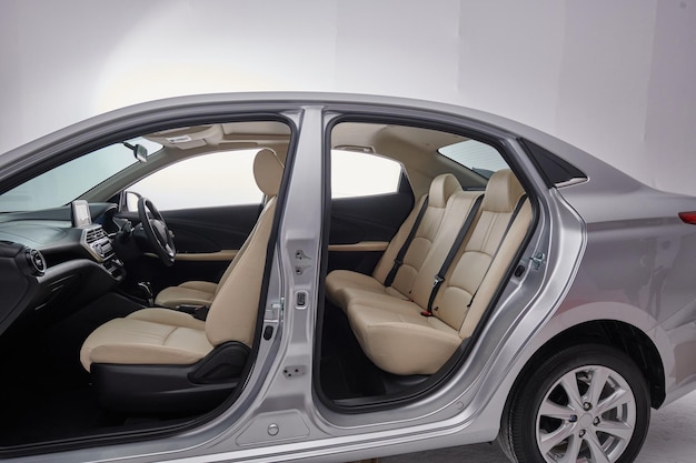 A Modern luxury car inside interior or leather seats cover