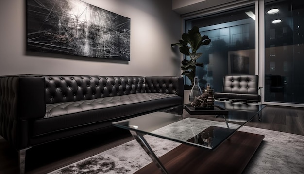 Modern luxury design exudes elegance in apartment interior generated by AI