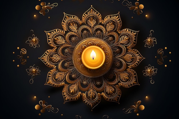 Modern luxury ethnic golden happy diwali mandala background