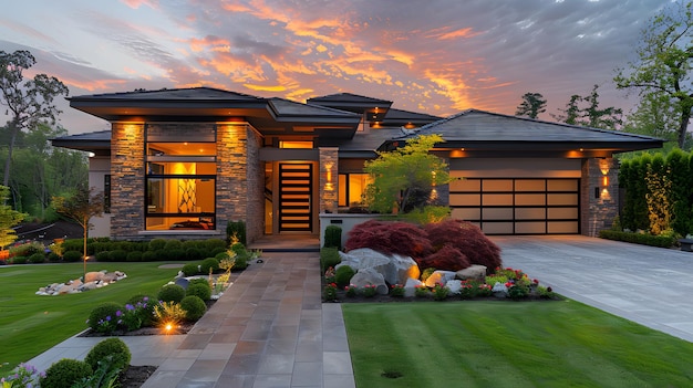 Modern Luxury Home at Dusk