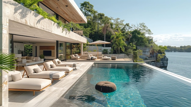 Modern Luxury Home With Infinity Pool Overlooking Water