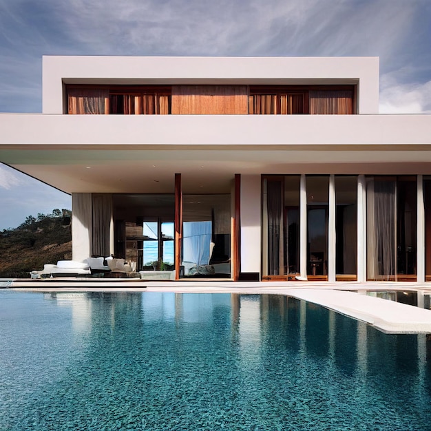 modern luxury house with swimming pool