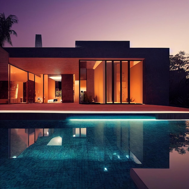 modern luxury house with swimming pool