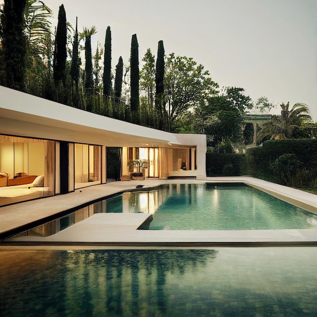 modern luxury house with swimming pool