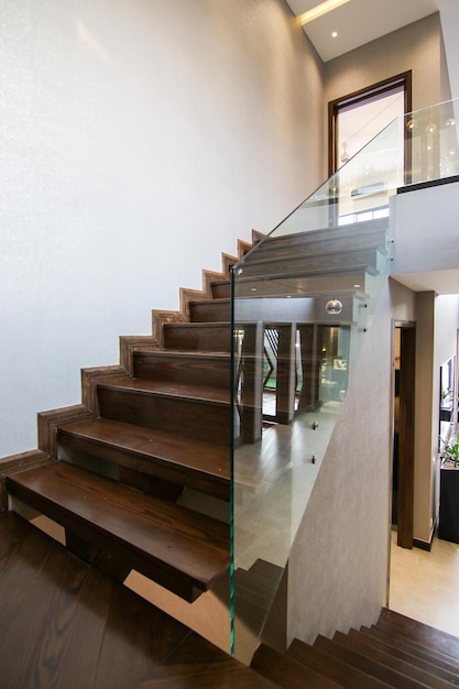 Modern &amp; luxury House Wood Stairs Premium Photo