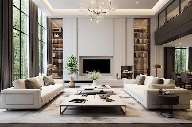 Modern luxury living room bright with elegant decor