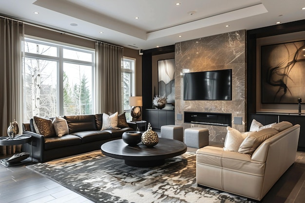 Photo modern luxury living room stylish interior design and elegant decor for a contemporary home