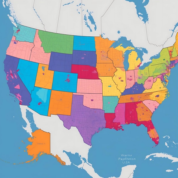 Photo modern map of usa with interactive features