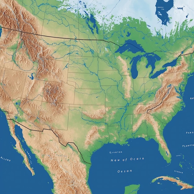 Photo modern map of usa with interactive features