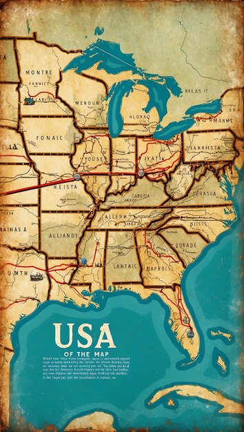 Photo modern map of usa with interactive features