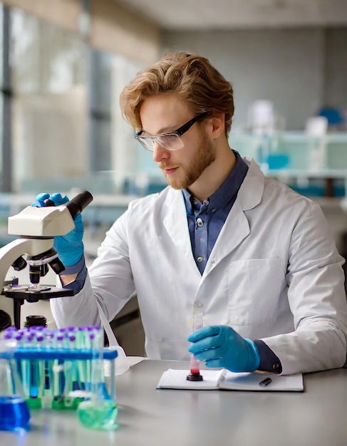 Modern Medical Science Laboratory scientist working with analyses