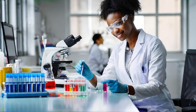 Modern Medical Science Laboratory scientist working with analyses