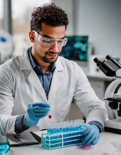 Modern Medical Science Laboratory scientist working with analyses