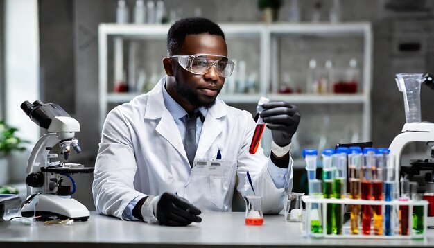 Modern Medical Science Laboratory scientist working with analyses