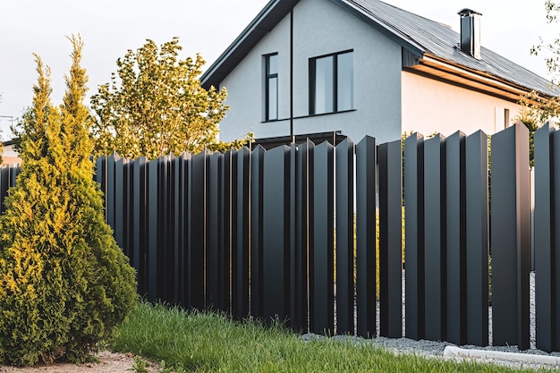 Photo modern metal fencing in residential areas