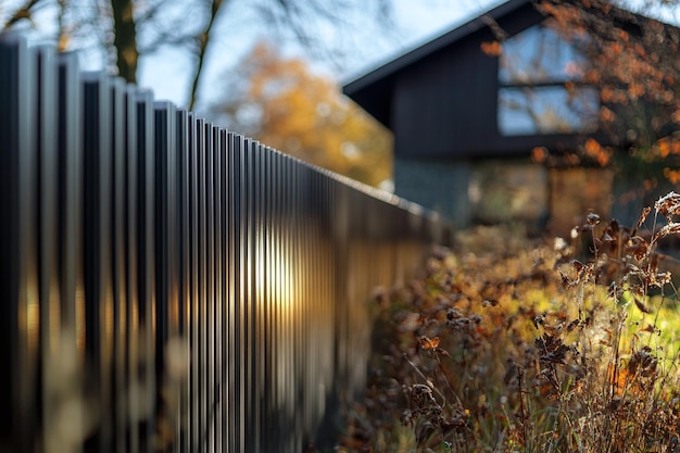 Photo modern metal fencing in residential areas