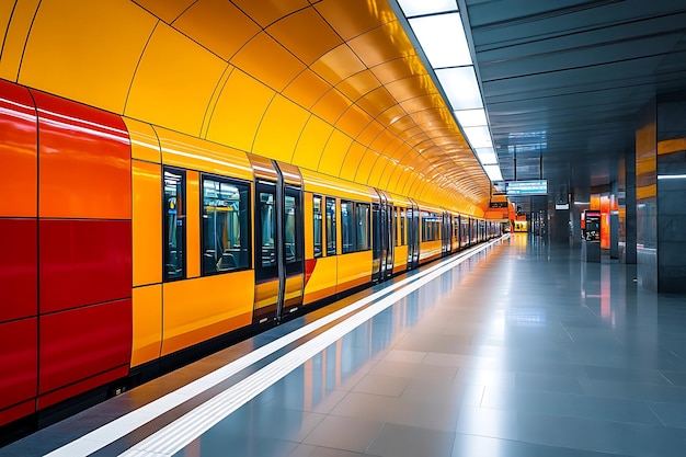 Modern Metro Station with Train in Polands Urban Landscape