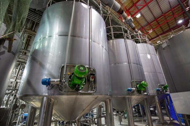 Modern milk cellar with stainless steel tanks