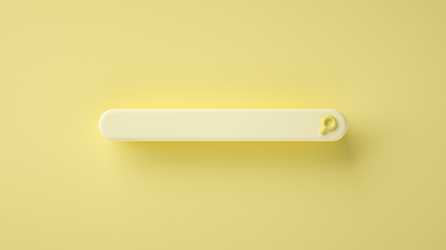 Modern and minimal blank search bar on yellow background. 3Rendering