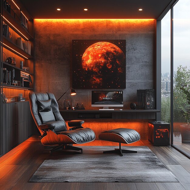 Photo modern minimal gamer room star wars concept