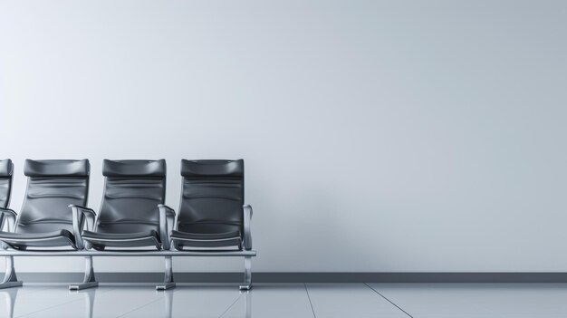 Photo modern minimalist airport waiting area with black chairs