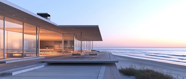 Photo modern minimalist beach house