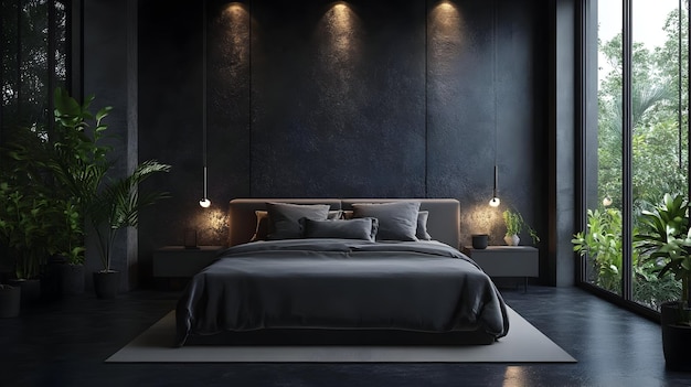 Modern Minimalist Bedroom Interior 3D Render