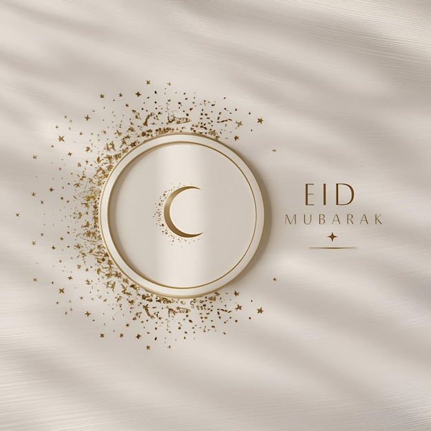 Photo modern minimalist clean luxury elegent crescent moon eid mubarak greetings card for eid ul adha