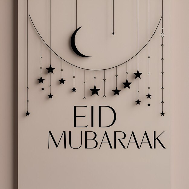 Photo modern minimalist clean luxury elegent crescent moon eid mubarak greetings card for eid ul adha