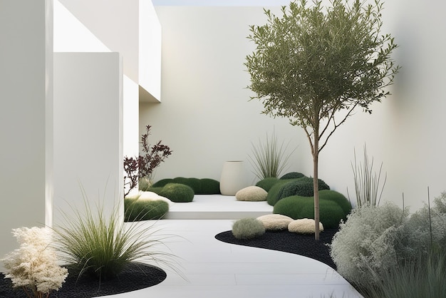 Photo modern and minimalist garden design