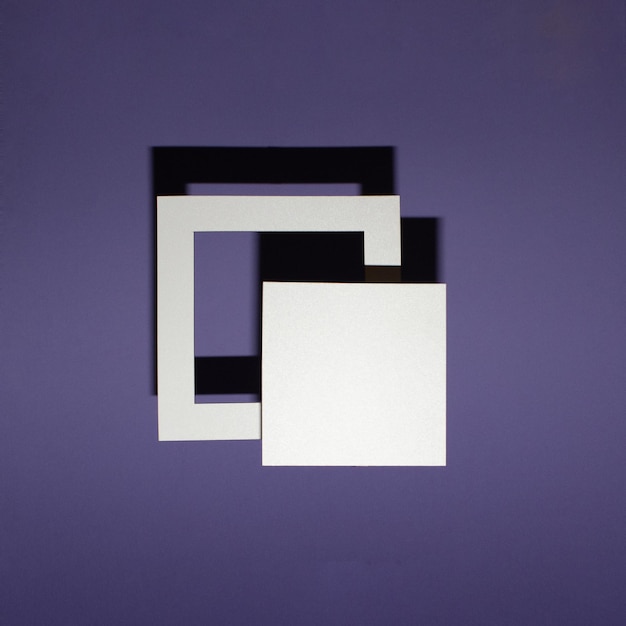 Modern, minimalist, geometric shape copy space , against purple background.