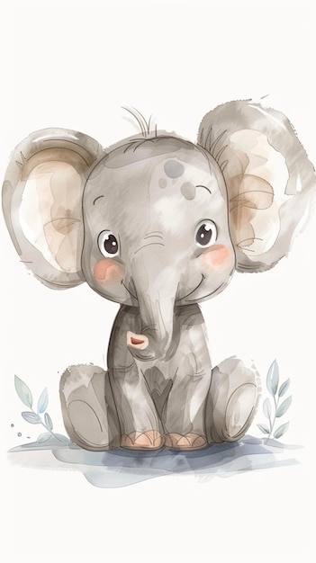 modern minimalist Illustration of a cute elephant