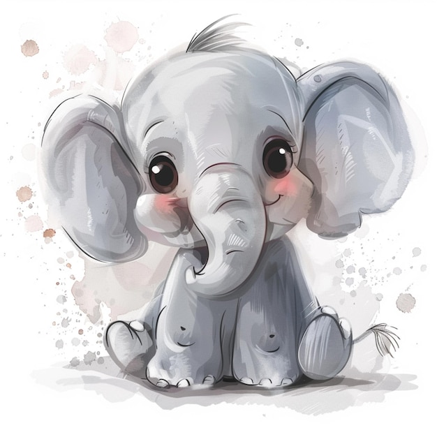 modern minimalist Illustration of a cute elephant