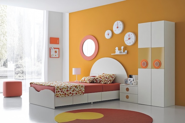 Photo modern minimalist kids bedroom design