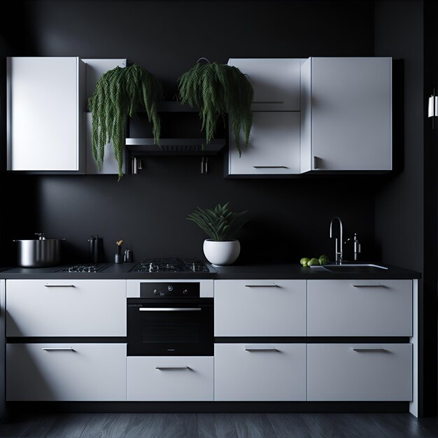 Modern and minimalist kitchen