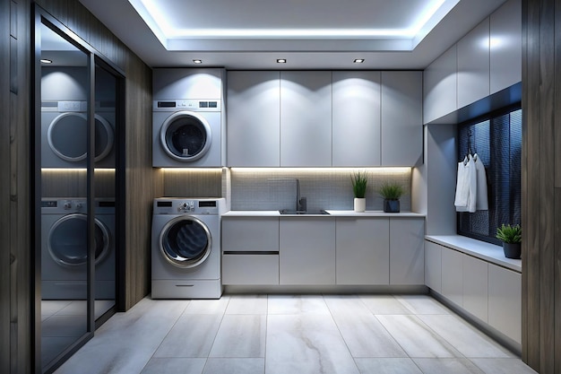 Modern minimalist laundry room