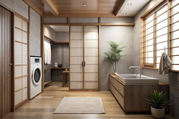 Modern minimalist laundry room