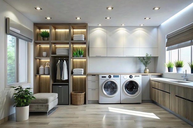 Modern minimalist laundry room